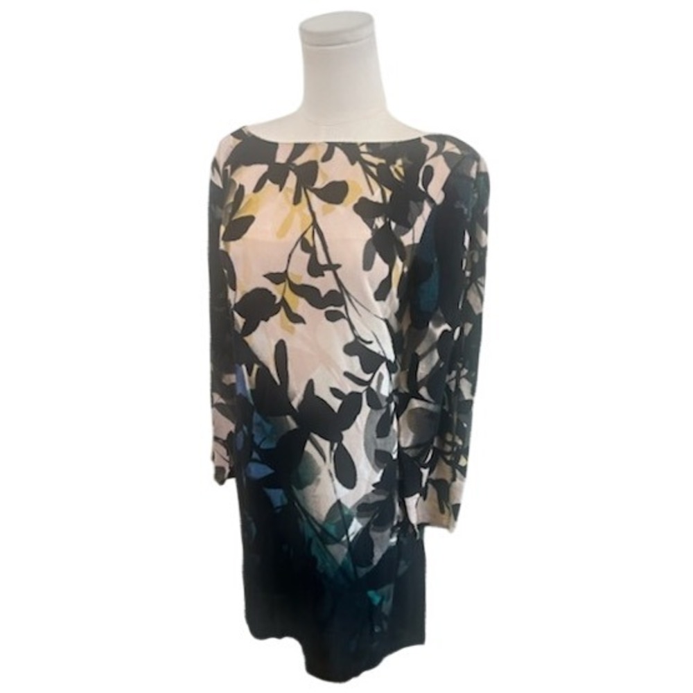 Maeve Multicolor Leaf Print Long Sleeve Dress